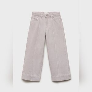 MANGO Girls Culotte Jeans With Seam Detail, Light/Pastel Purple, Size 10